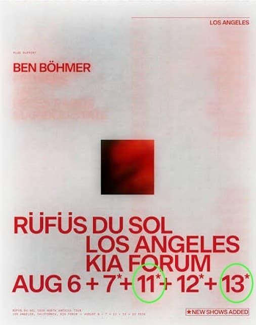 Rufus Du Sol Floor Tickets - Kia Forum Aug 11