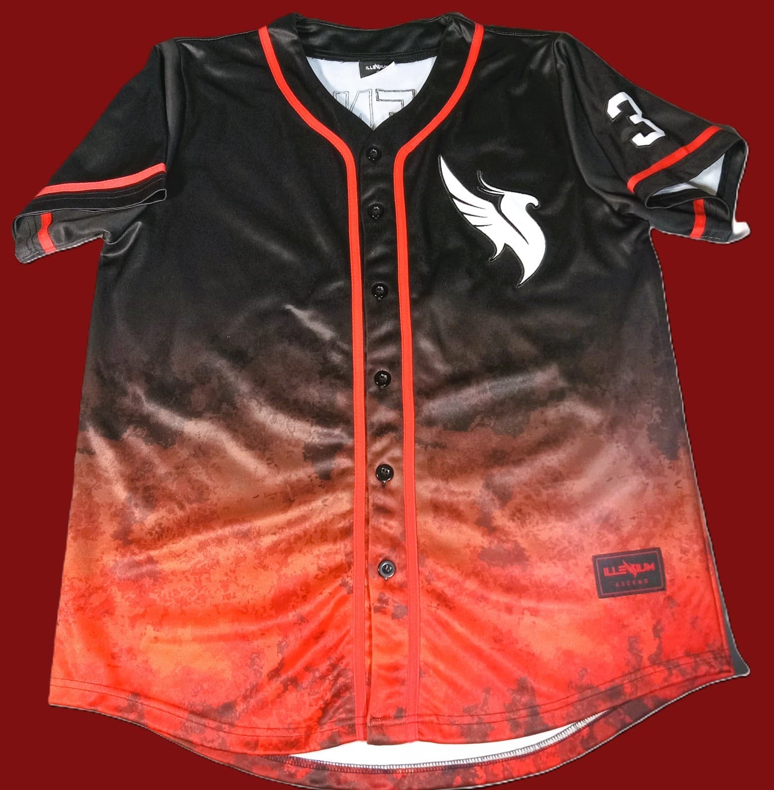 Electric Family Illenium Baseball Jersey Shirt Red Black Button Up