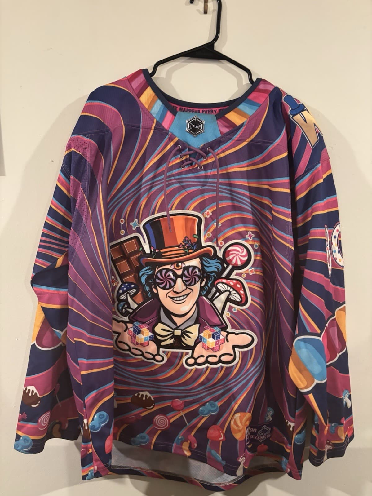808 Exclusives Long Sleeve Trippy Wonka Hockey Jersey Purple