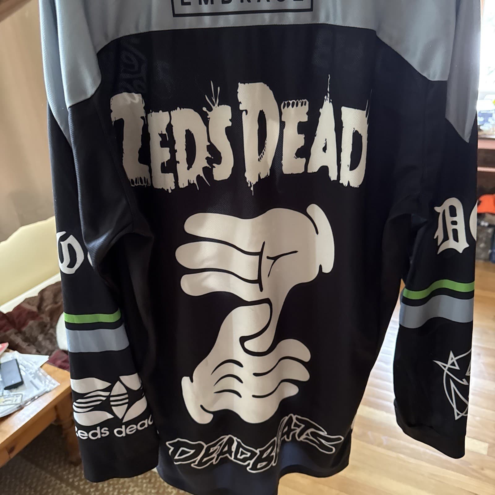 Deadbeats Long Sleeve Jersey Black Green V-Neck Mesh Red Rocks Amphitheatre